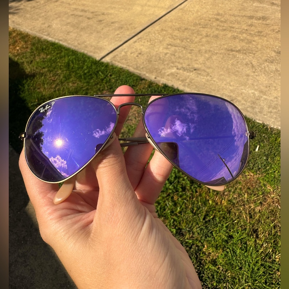 Purple Ray-ban Aviator sunglasses